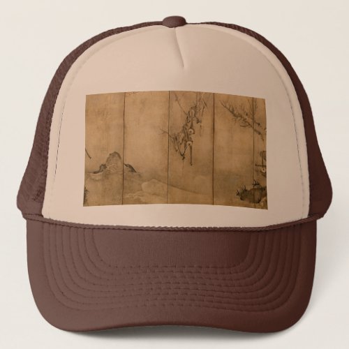 Japanese Ink on paper Gibbons Primates  Landscape Trucker Hat