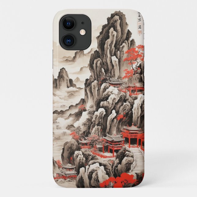 Japanese Ink Painting Phone Case - Mountain and Te (Back)