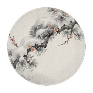 Japanese Ink Pine Plum Blossom Winter  Cutting Board
