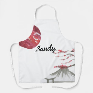 Japanese Ink Printing Sakura and Fuji Design Apron