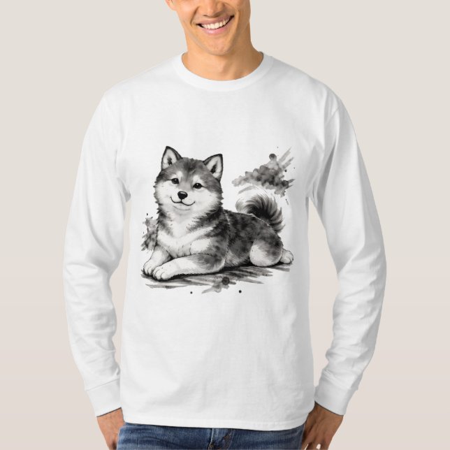 【Japanese Ink Puppy Long Sleeve T-Shirt】 T-Shirt (Front)