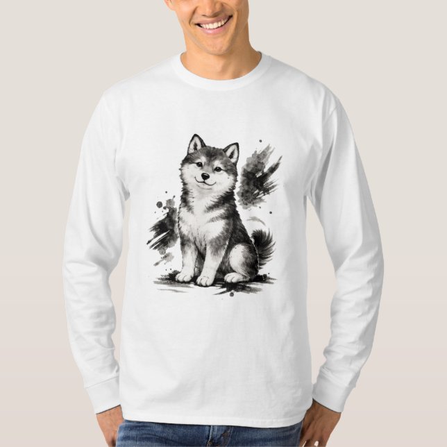 【Japanese Ink Puppy Long Sleeve T-Shirt】 T-Shirt (Front)