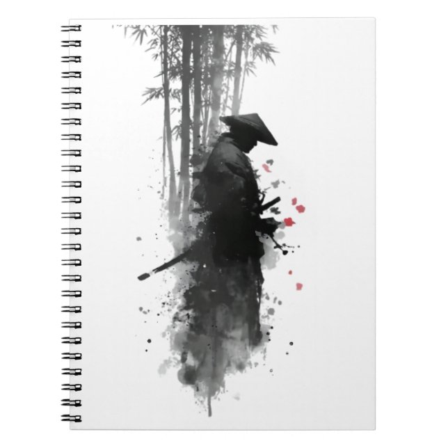 Japanese Ink Samurai Bamboo Forest Notebook (Front)