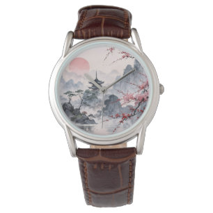 Japanese Ink Wash Cherry Blossom Landscape Watch