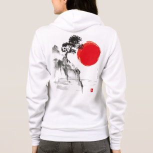 Japanese Ink Wash Mountain & Sun Hoodie