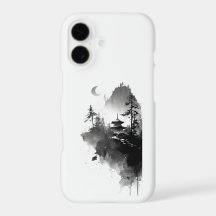 Japanese Ink Wash Zen Pagoda Landscape Phone Case