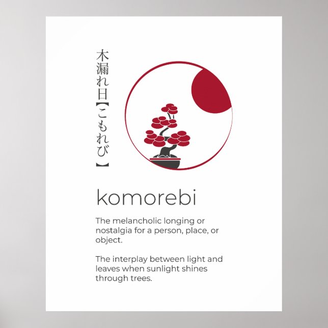 Japanese Inspirational Word, Komorebi Wall Art (Front)