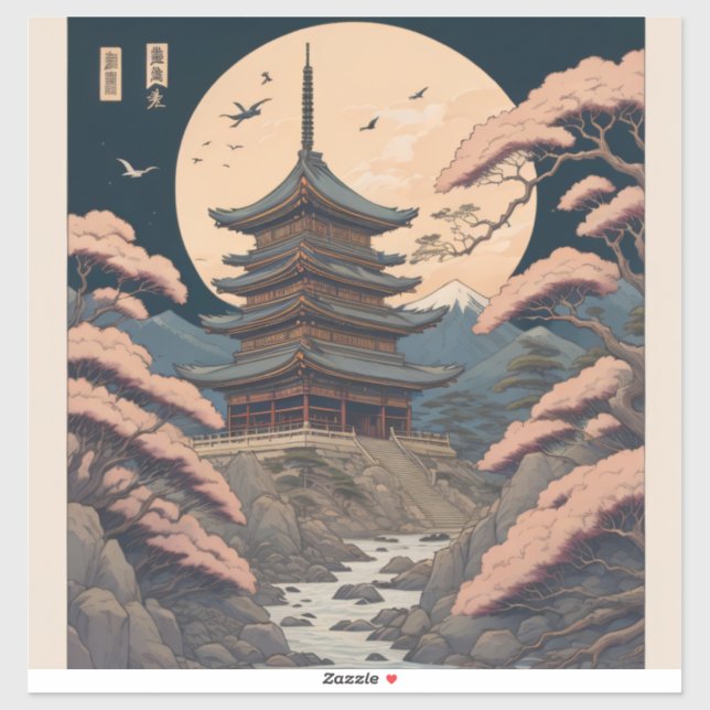 Japanese-inspired art and illustrations Art -5 Sticker (Sheet)