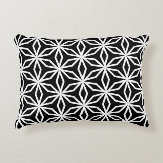 Japanese-Inspired Geometric Black and White  Accent Pillow