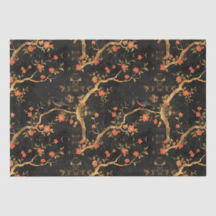 Japanese-inspired Golden Branches & Flowers Tissue Paper