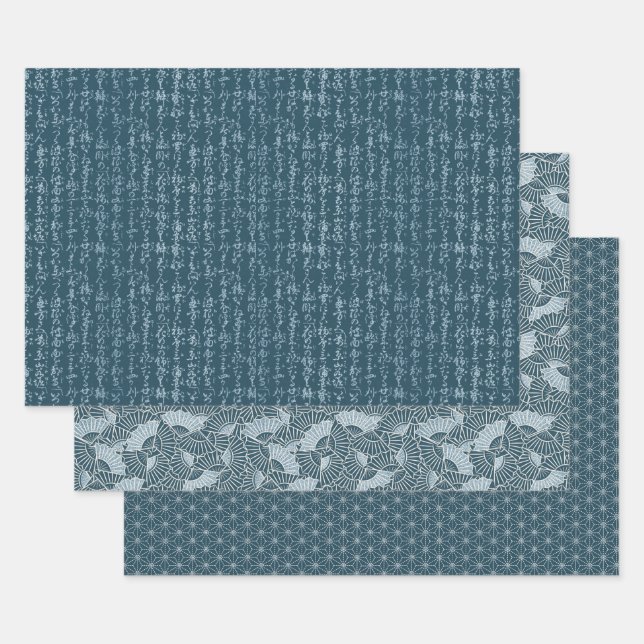 Japanese Inspired Patterns Wrapping Paper Sheets (Set)