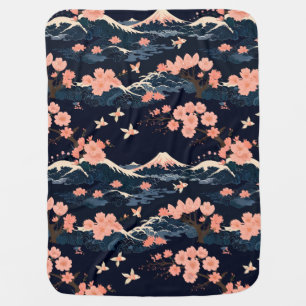 Japanese-Inspired Sakura Cherry Blossom Baby Blanket