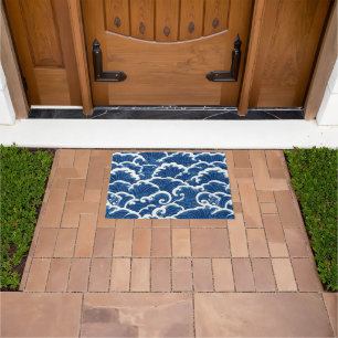 Japanese-Inspired Seamless Ocean Wave Pattern Doormat