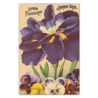Japanese Iris and Pansies Vintage Tissue Paper