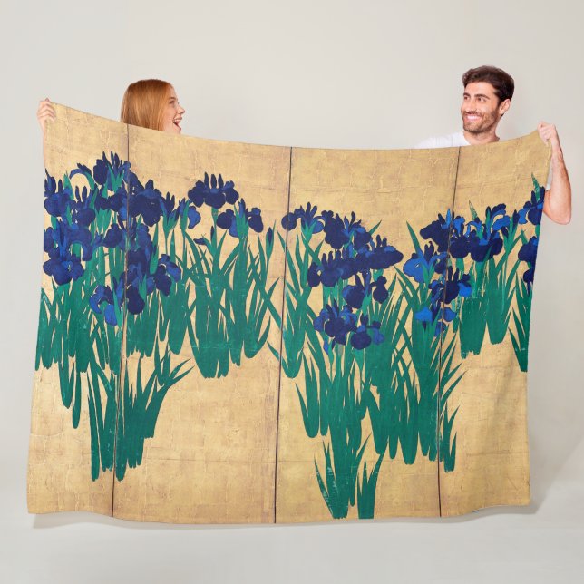 Japanese Irises, Ogata Kōrin Fleece Blanket (In Situ)