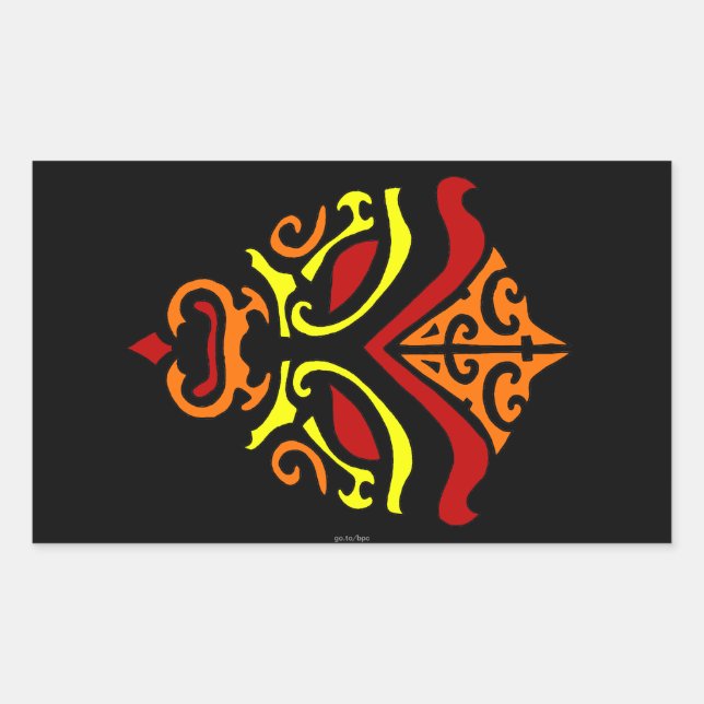 Japanese Kabuki Mask Tribal Orange Makeup Rectangular Sticker (Front)