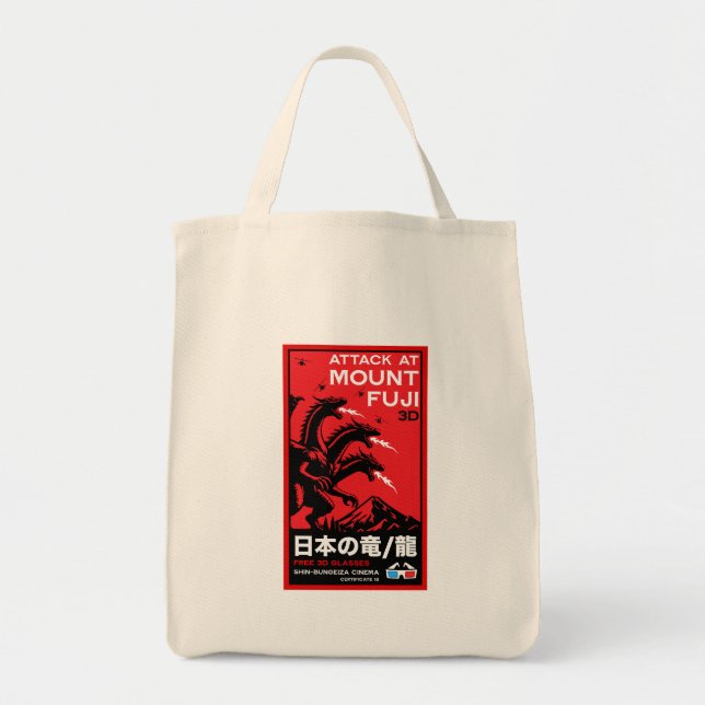 Japanese Kaiju Attack At Mount Fiji Tote Bag (Front)