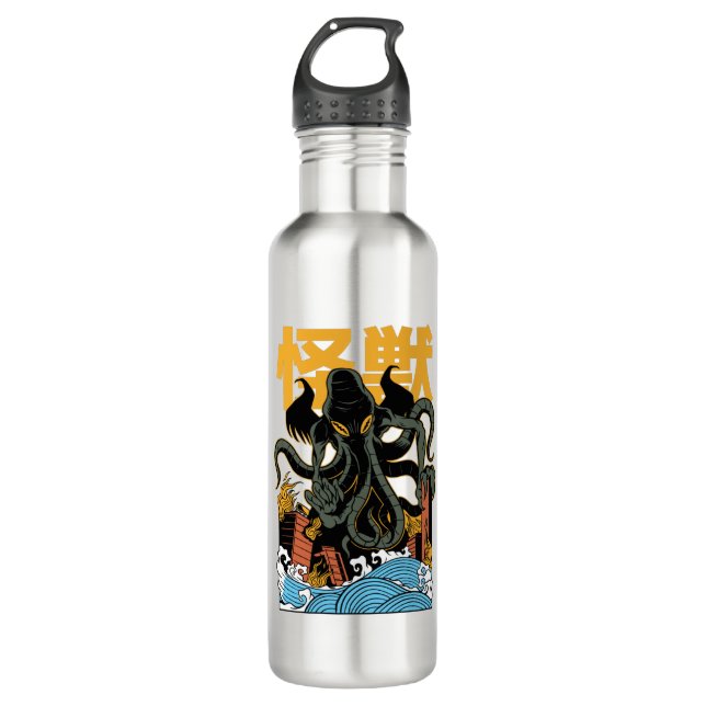 Japanese kaiju Cthulhu Stainless Steel Water Bottle (Front)