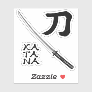 Japanese Kanji Calligraphy Sword  Sticker