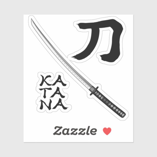 Japanese Kanji Calligraphy Sword  Sticker (Sheet)