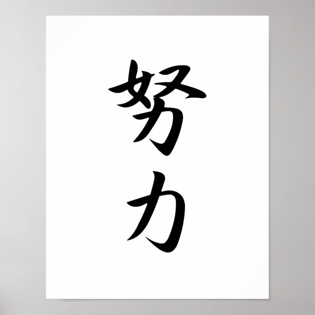 Japanese Kanji for Effort - Douryoku Poster (Front)