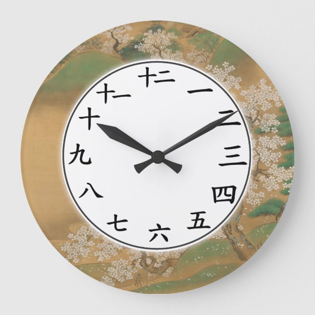 Japanese Kanji Numbers Clock Sakura Flower Blossom (Front)