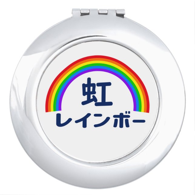 Japanese Kanji Rainbow Compact Mirror (Front)