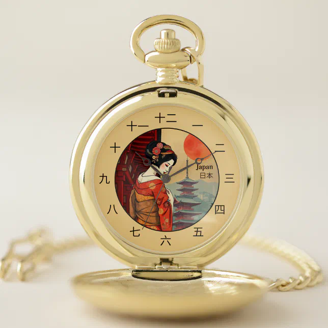 Japanese kanji sign japan geisha Pocket Watch | Zazzle