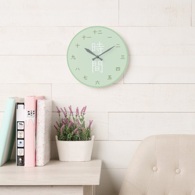 Japanese Kanji Zen Matcha Round Wall Clock (Reading Room)