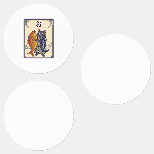 Japanese Karuta Cat with Tai Fish Labels (Group)