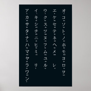 Japanese Katakana Alphabet カタカナ Dark Poster