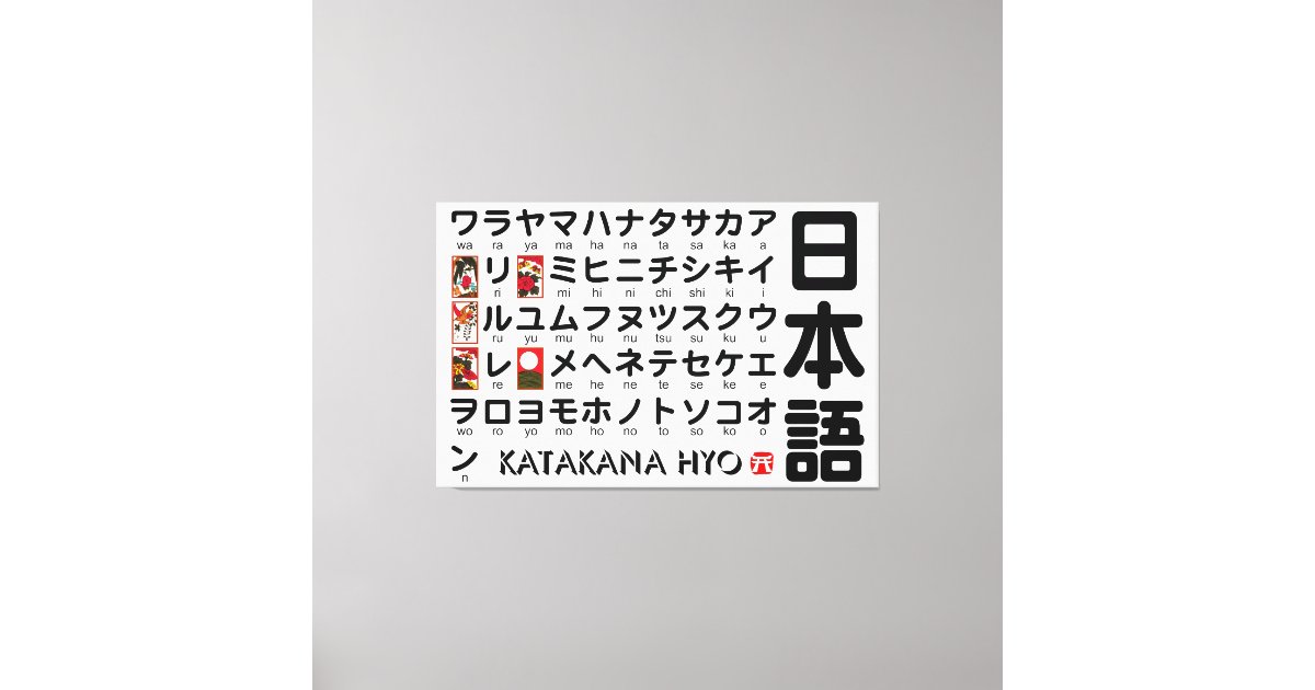 Japanese Katakana Table (Hanafuda) Canvas Print | Zazzle