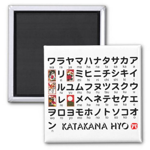 Japanese Katakana Table Hanafuda Magnet