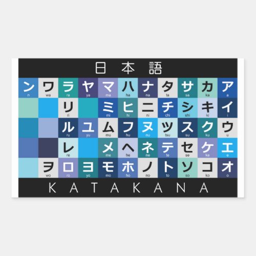 Japanese Katakana table Rectangular Sticker