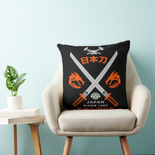 Japanese Katana Sword Throw Pillow