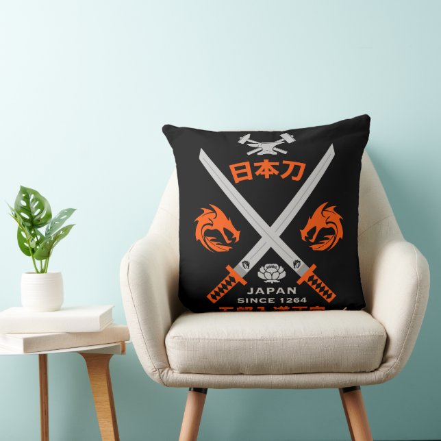 Japanese Katana Sword Throw Pillow (Chair)