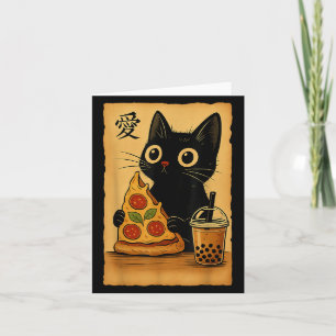 Japanese Kawaii Anime Cat Pizza A Tea Cat Eating P Card