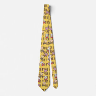 Japanese Kawaii Anime Cat Ramen Noodles Neck Tie