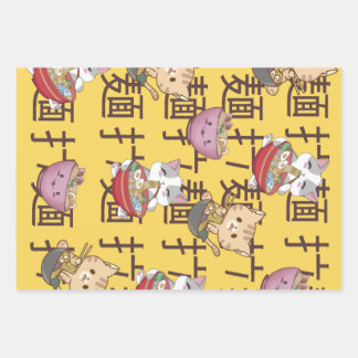 Japanese Kawaii Anime Cat Ramen Noodles Wrapping Paper Sheets