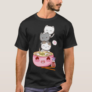 Japanese Kawaii Anime Kittens Ramen Noodle Soup C T-Shirt