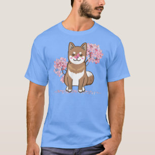 Japanese Kawaii Sakura  Cherry Blossom Shikoku Dog T-Shirt
