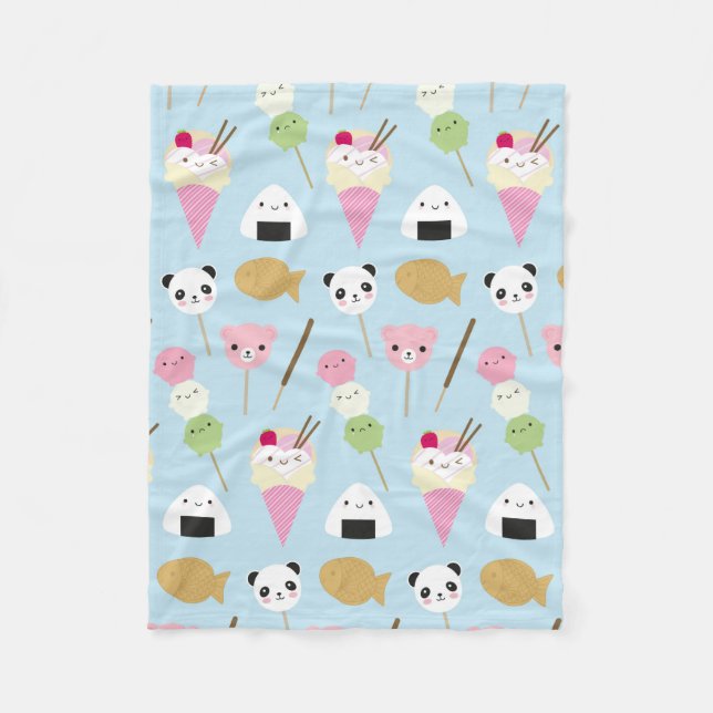 Japanese Kawaii Snacks Fleece Blanket (Front)
