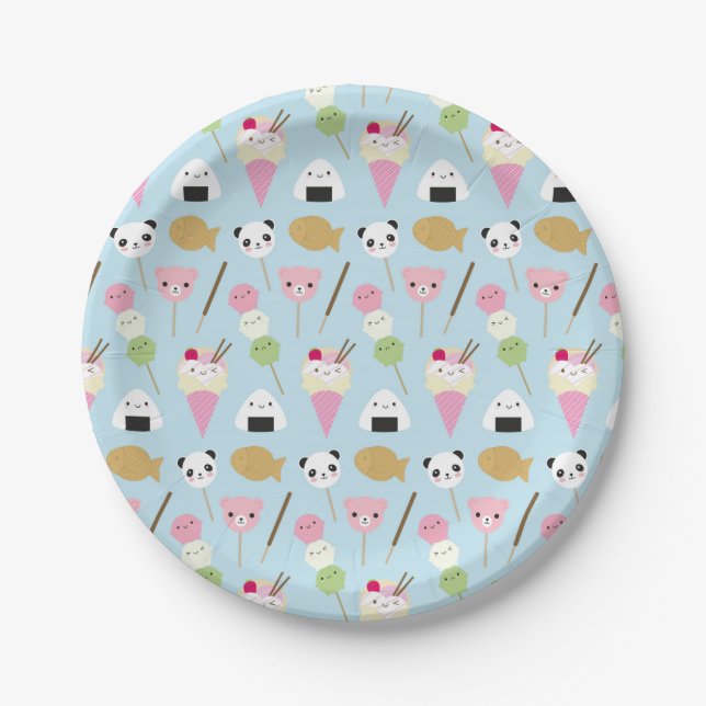 Japanese Kawaii Snacks Paper Plates (Front)