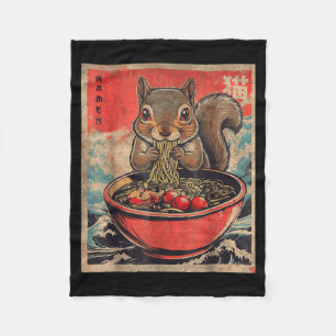 Japanese Kawaii Squirrel Eating Ramen Anime Gifts  Fleece Blanket