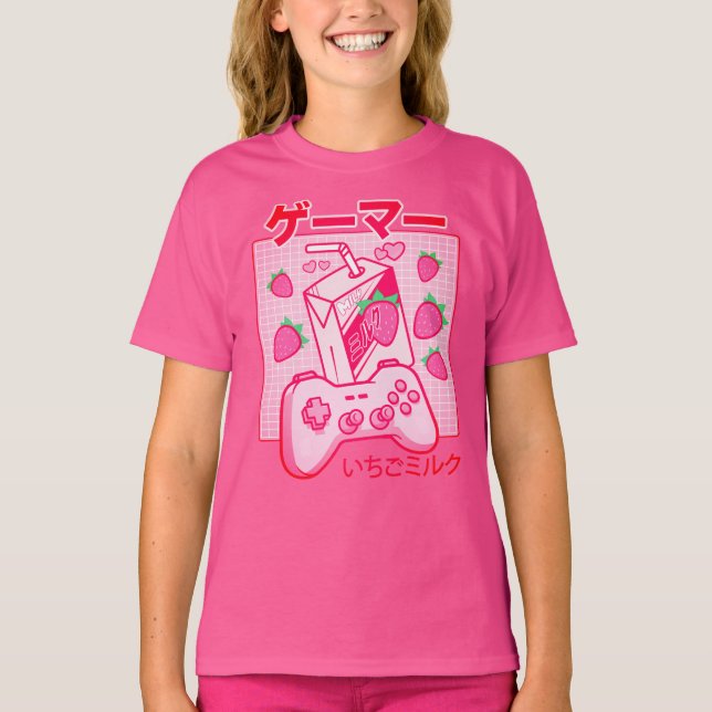 Japanese Kawaii Strawberry Milk Shirt Funny Milk  (Front)