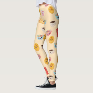 Japanese Kawaii Style Breakfast Food Coffee Bacon  Leggings
