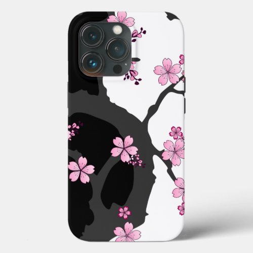 Japanese Kimono Black and White Pink Sakura iPhone 13 Pro Case
