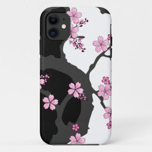 Japanese Kimono Black and White Pink Sakura iPhone 11 Case