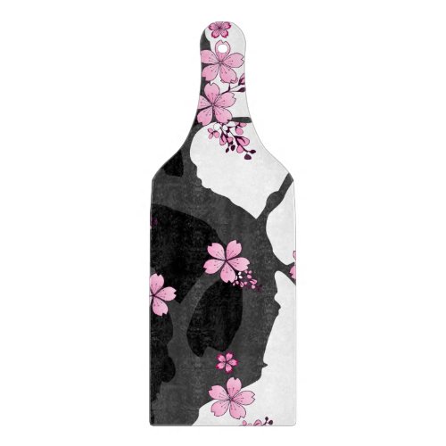 Japanese Kimono Black and White Pink Sakura Cutting Board