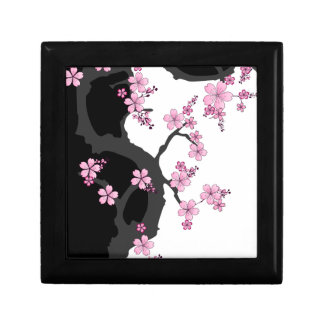 Japanese Kimono Black and White Pink Sakura Gift Box